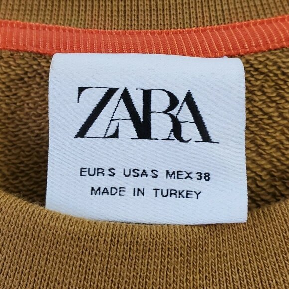 ZARA Mens Sweater Small‎ Brown Uncovered Apparent Occurence Graphic Pullover - Picture 4 of 11